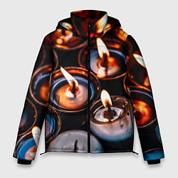 Куртка зимняя мужская Новогодние горящие свечи, цвет: 3D-светло-серый