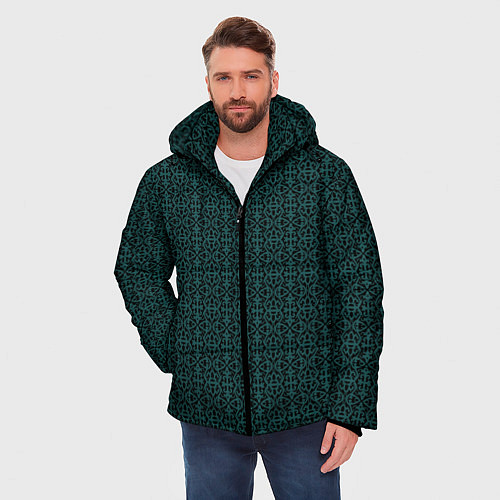 Мужская зимняя куртка Ажурный тёмно-зелёный / 3D-Черный – фото 3