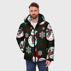 Куртка зимняя мужская Снеговики узоры, цвет: 3D-черный — фото 2
