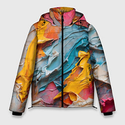 Куртка зимняя мужская Абстрактная живопись акрилом, цвет: 3D-красный