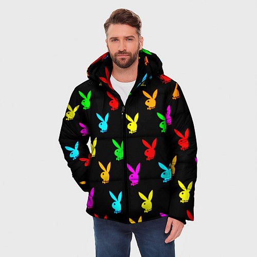 Мужская зимняя куртка Playboy pattern неон / 3D-Красный – фото 3