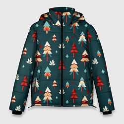 Куртка зимняя мужская Треугольные ёлки, цвет: 3D-красный
