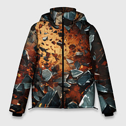 Куртка зимняя мужская Летящие камни и взрыв, цвет: 3D-красный