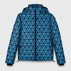 Куртка зимняя мужская Синие и чёрные треугольники, цвет: 3D-светло-серый