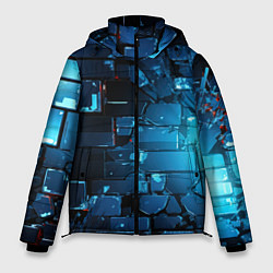 Куртка зимняя мужская Синие абстрактные плиты, цвет: 3D-черный