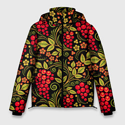 Мужская зимняя куртка Хохломская роспись красные ягоды