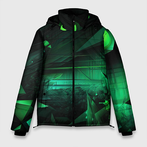 Мужская зимняя куртка Зеленая абстракция зеленая / 3D-Красный – фото 1