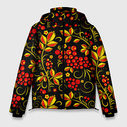 Мужская зимняя куртка Хохломская роспись золотистые листья чёрном фоне