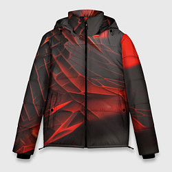 Мужская зимняя куртка Красная сеть на чёрном фоне
