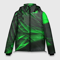 Мужская зимняя куртка Зелёная сеть на чёрном фоне