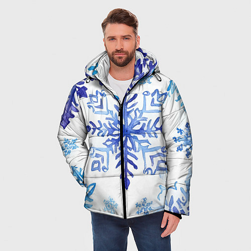 Мужская зимняя куртка Снежинки падают / 3D-Светло-серый – фото 3