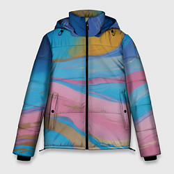 Куртка зимняя мужская Жидкая синяя и розовая краска, цвет: 3D-черный