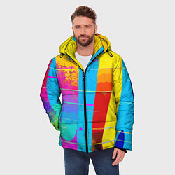 Куртка зимняя мужская Цветная абстракция - поп арт, цвет: 3D-черный — фото 2