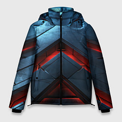 Куртка зимняя мужская Объемная плитка с красным свечением, цвет: 3D-светло-серый