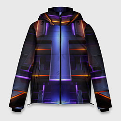 Куртка зимняя мужская Объемная неоновая конструкция, цвет: 3D-черный