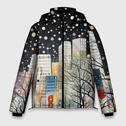 Мужская зимняя куртка Новогодний ночной город
