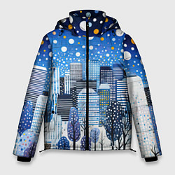 Мужская зимняя куртка Новогодний синий ночной город