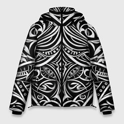 Куртка зимняя мужская Чёрно белые узоры, цвет: 3D-черный