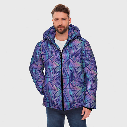 Мужская зимняя куртка Neon pattern / 3D-Черный – фото 3