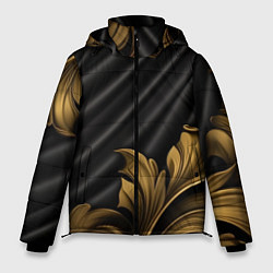Куртка зимняя мужская Лепнина золотые узоры на черной ткани, цвет: 3D-красный