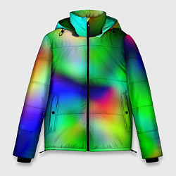 Куртка зимняя мужская Психоделический неоновый градиент, цвет: 3D-черный
