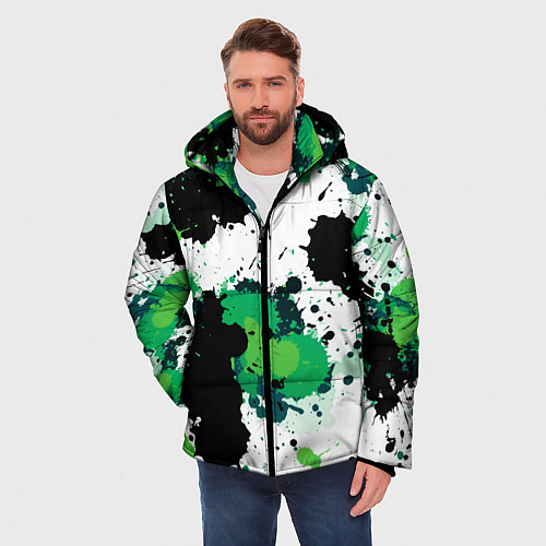 Мужская зимняя куртка Яркие брызги красок / 3D-Черный – фото 3