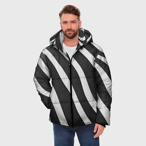 Мужская зимняя куртка Зебровые линии / 3D-Черный – фото 3