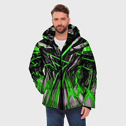 Куртка зимняя мужская Череп и зелёные полосы, цвет: 3D-светло-серый — фото 2