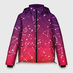 Куртка зимняя мужская Созвездия в розовом небе, цвет: 3D-светло-серый
