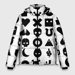 Куртка зимняя мужская Love death robots pattern white, цвет: 3D-черный
