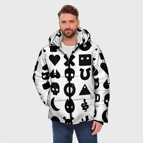Мужская зимняя куртка Love death robots pattern white / 3D-Черный – фото 3