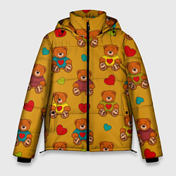 Мужская зимняя куртка Игрушечные мишки и разноцветные сердца