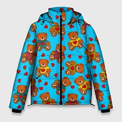 Мужская зимняя куртка Мишки в цветных свитерах и сердечки