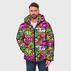 Куртка зимняя мужская Hip Hop Graffiti, цвет: 3D-черный — фото 2