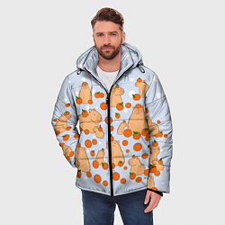 Куртка зимняя мужская Мем капибара и мандарины, цвет: 3D-светло-серый — фото 2