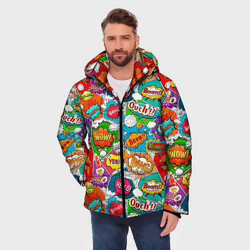 Мужская зимняя куртка Bang Boom Ouch pop art pattern / 3D-Красный – фото 3