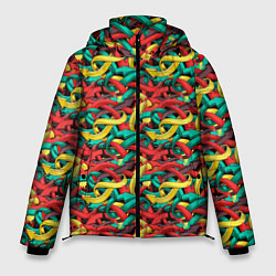 Куртка зимняя мужская Переплетающиеся стрелки, цвет: 3D-красный