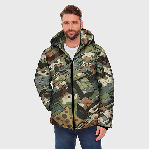 Мужская зимняя куртка Контр Страйк - милитари стиль / 3D-Черный – фото 3