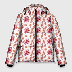 Куртка зимняя мужская 8 марта праздничные цветы, цвет: 3D-светло-серый