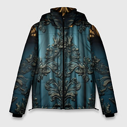Мужская зимняя куртка Синий шелк с золотой лепниной