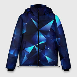 Мужская зимняя куртка Синие осколки из мелких абстрактных частиц