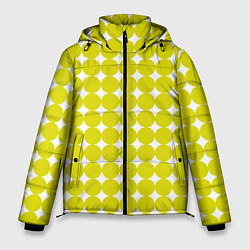 Куртка зимняя мужская Ретро темно желтые круги, цвет: 3D-светло-серый