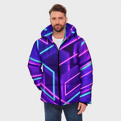 Мужская зимняя куртка Neon Geometric / 3D-Светло-серый – фото 3