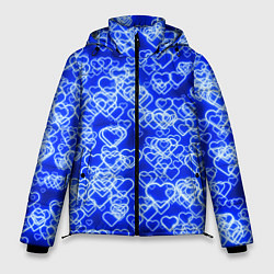 Мужская зимняя куртка Неоновые сердечки синие
