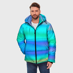Куртка зимняя мужская Неоновые мягкие полосы через матовое стекло, цвет: 3D-светло-серый — фото 2