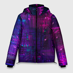 Куртка зимняя мужская Неоновые огни квадратов, цвет: 3D-черный