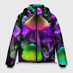 Куртка зимняя мужская Люминесцентные грибы, цвет: 3D-красный