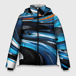 Мужская зимняя куртка Абстрактные синие и черные волнистые полосы