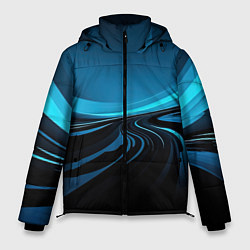 Куртка зимняя мужская Геометрическая абстракция черных и синих волн, цвет: 3D-красный