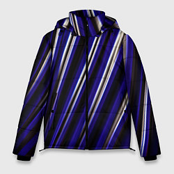 Куртка зимняя мужская Синие белые черные объемные полосы, цвет: 3D-красный